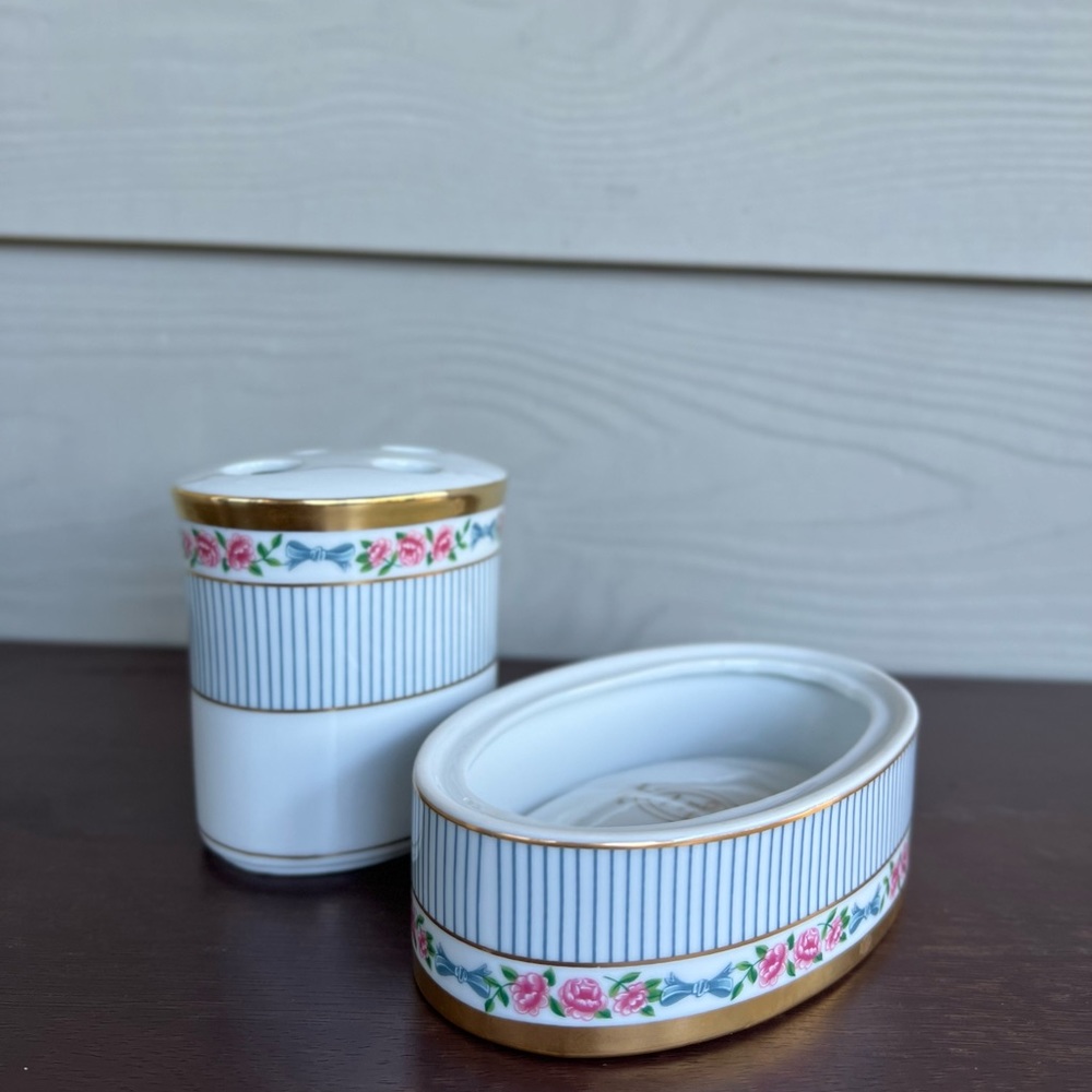 Christian dior fine china Rare Dior Rose Japan Set Of 2 Pieces - Picture 2 of 12